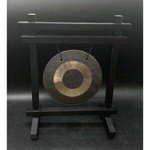 Woodstock Desk Table Gong Chimes Healing Sound Black Wood Hand Hammered 2004